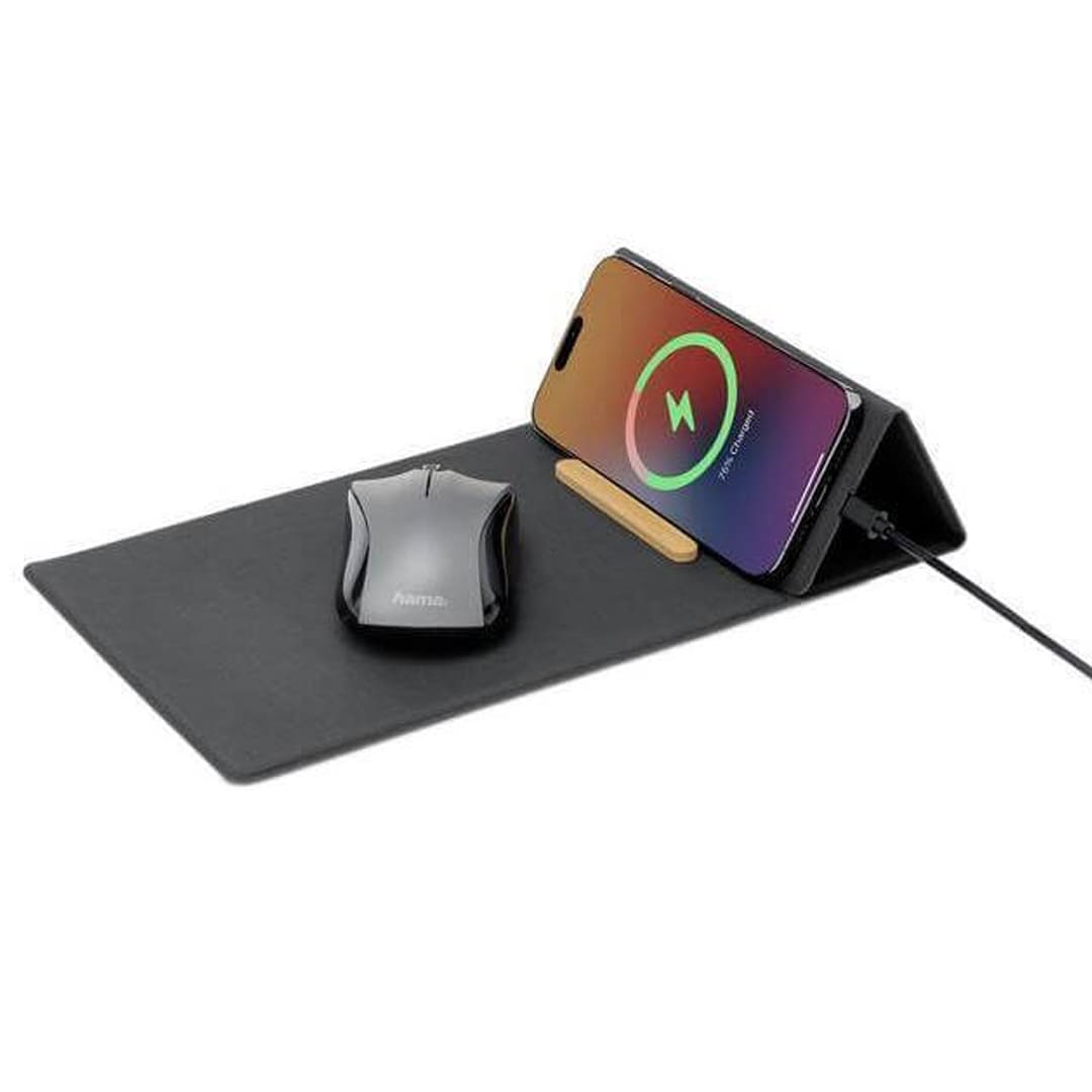 BLACE - CHANGE ZERO Recycled PU 15W Wireless Mousepad & Desk Organizer - Black