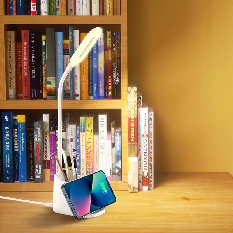 ALMERE - Giftology 3-in-1 Desk Lamp with 15W Wireless Charger & Pen Holder - White